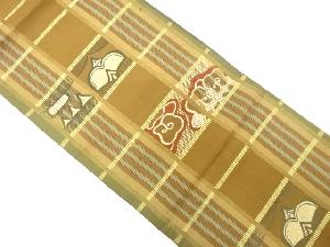 アンティーク　縞に抽象模様織り出し昼夜帯（材料）